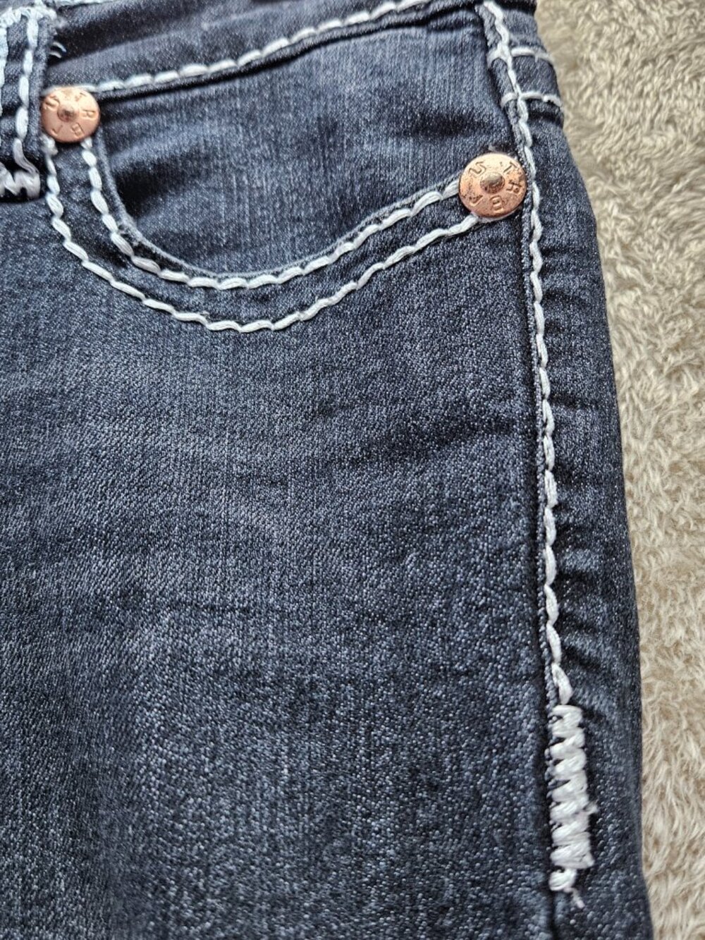 True Religion Billy Super T Jeans Made in USA Denim Signature Contrast Stitching - Picture 14 of 15